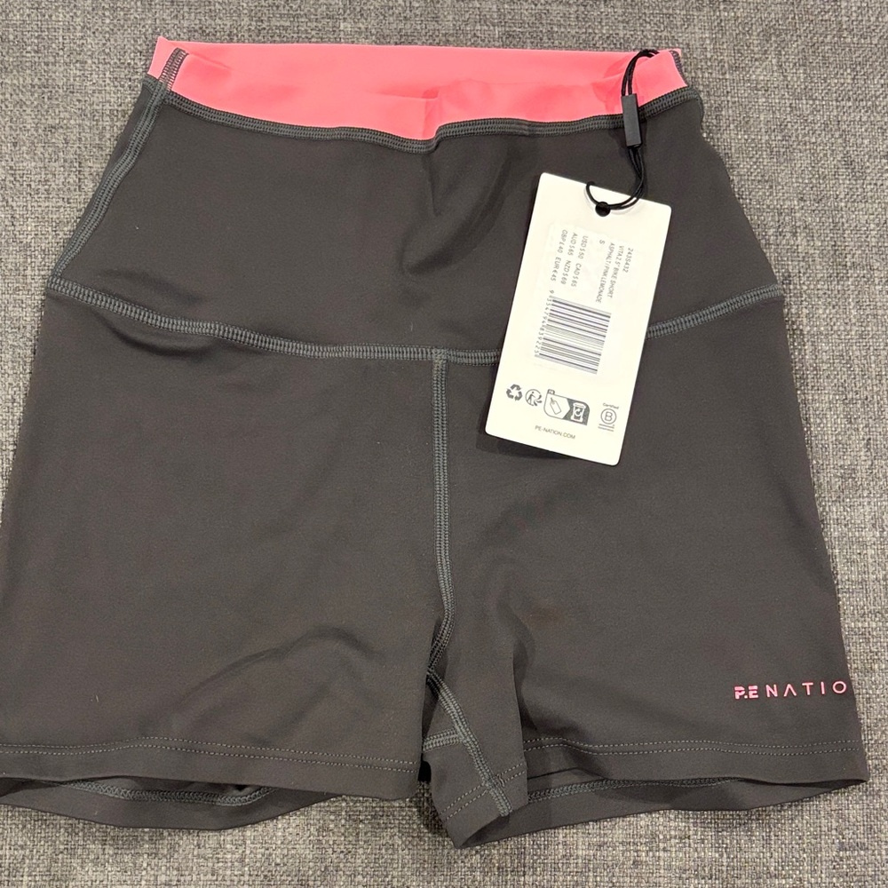 P.E Nation Charcoal and Pink Athletic Shorts